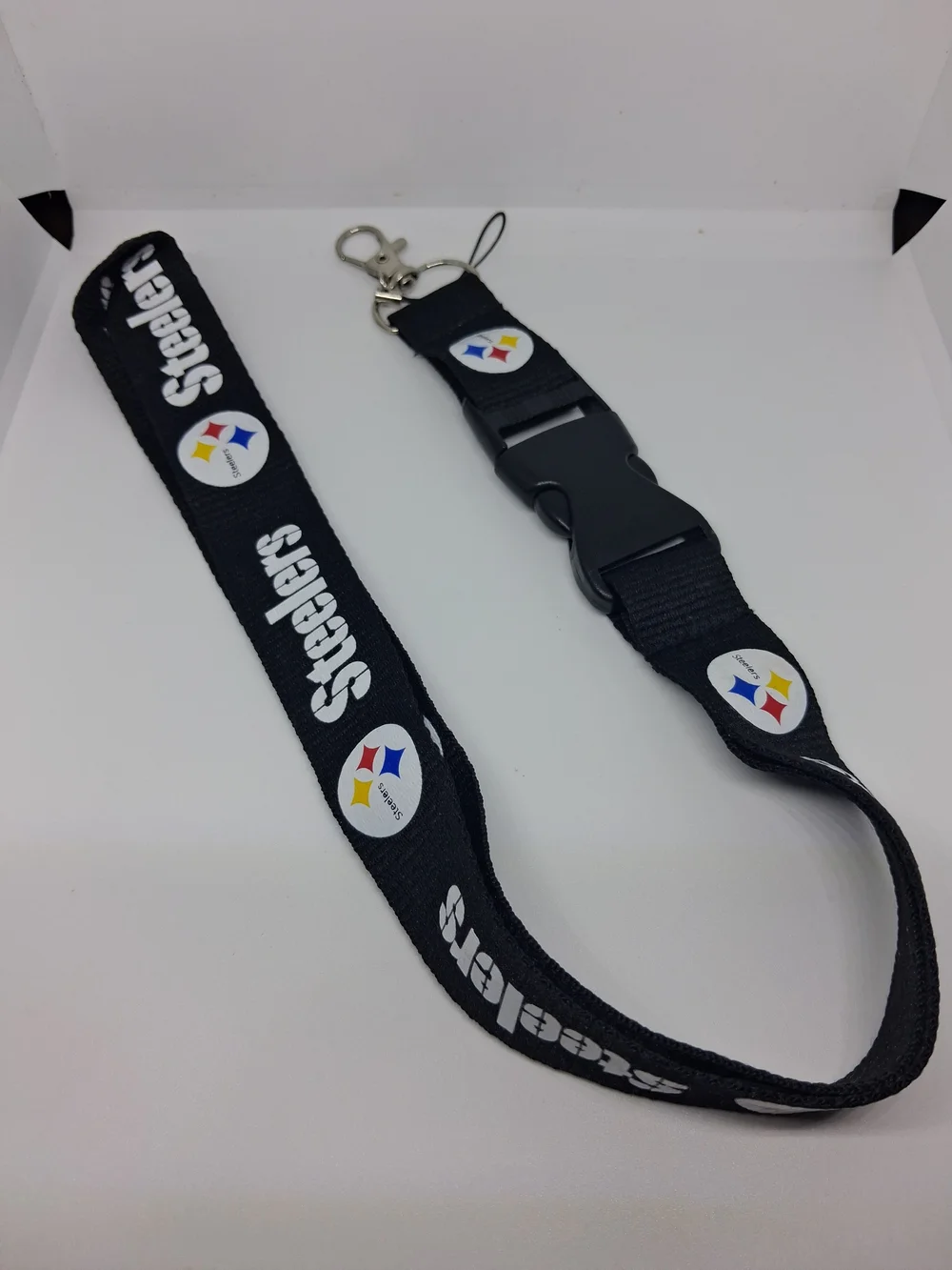 Pittsburgh Steelers Black Lanyard with Metal Clip